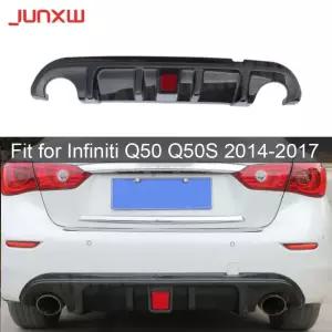 유광 블랙 카본 파이버 자동차 리어 범퍼 디퓨저 립 인피니티 Q50 Q50S 14-17 호