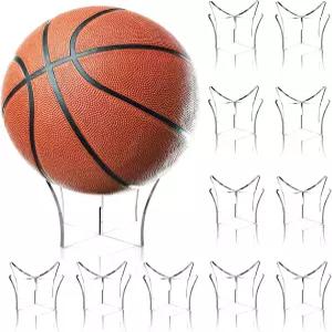 Lyellfe 12팩 아크릴 볼 스탠드 디스플레이 홀더 축구 농구 트로피 사인 기념품 진열 케이스 배구 럭비