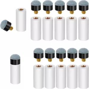 Falzqq 10 세트 풀 큐 팁 교체 키트 스크류 온 스틱 화이트 당구 페룰 액세서리 12mm/13mm 블루