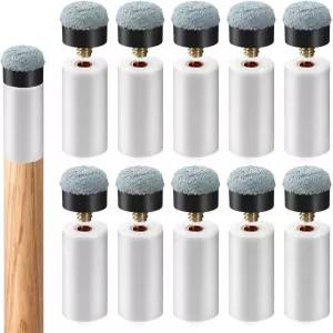 높이다Tech 10 세트 화이트 풀 큐 스틱 팁 교체용 키트 12mm/13mm 나사식 포함 수리 당구대용 액세서리