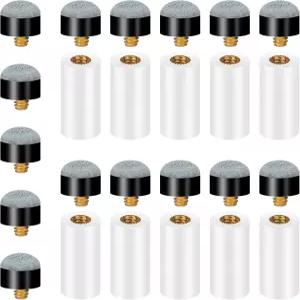 트링크리티 10PCS 당구 큐 팁 교체 키트 나사식 스틱 흰색 페룰 포함 12mm 파랑
