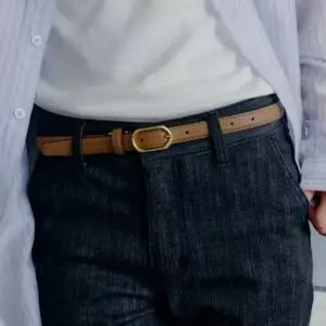 질스튜어트 뉴욕 브라운 가죽 슬림 여성벨트 JABE6E181 W2