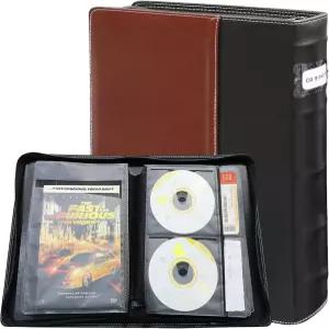 퍼트내트루 DVD 보관 바인더 가죽 CD 케이스 정리함 56장 소책자 포켓 28개 프리미엄 PU 빈티지 메탈 버클