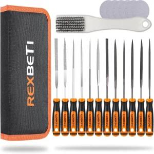 렉스베티 19Pcs 금속 바늘 파일 세트 소형 다이아몬드 주얼러 및 사포 브러시 휴대용 케이스를 사용한 정밀