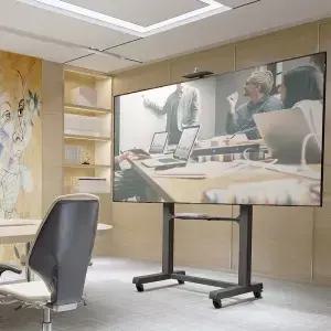 100인치 TV 스탠드 모던 비디오 디스플레이 바퀴 달린 이동식 카트 대형 스크린용 가용 헤비듀티 마운트
