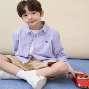 빈폴 키즈 BI6364UE1Q 아동 셔츠 유아 클래식 리넨 멀티 스트라이프 스카이 블