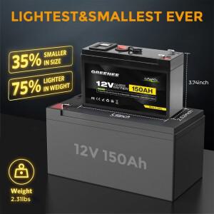 리튬 배터리 LiFePO4 12V 150Ah 4000+ 딥 사이클, UPS, 카약, 어군탐지기, 태양광 패널, 파워 휠, 장난감,