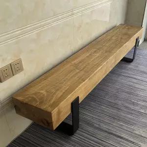 원목 긴의자 티크 기둥 벤치 150X35X40 목재두께10CM 실내 제로 스툴 고재 좁은