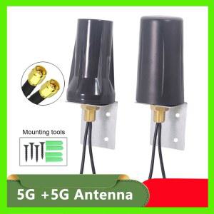 듀얼 케이블 5G 5G 4G LTE 3G GSM 안테나 20dBi 고이득 증폭기 600 6000M 실외 방수 옴니 신호 증폭기 캐비닛용
