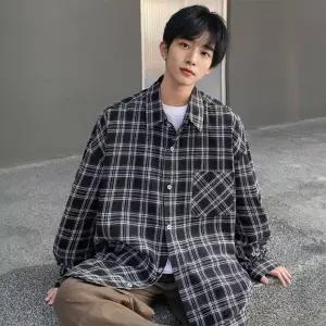 캐주얼 셔츠 반팔셔츠 오버핏 남방 타탄 긴팔티 체크 여성티셔츠 남자 HL]