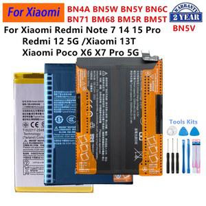 샤오미 레드미 노트 7 14 15 프로 샤오미 13T 레드미 12 포코 X6 X7 5G용 BN4A BN5W BN5Y BN6C BN71 BM68 BM5R BM5T BN5V BP59 배터리