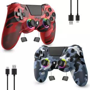 PS4용 2개 세트 무선 컨트롤러 PS4/Slim/Pro/PC 호환 게임 리모컨 프로그래밍 가능 RGB 조명 1000mAh