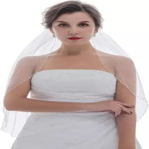 삼키 1T 티어 펄 크리스탈 비즈 브라이덜 웨딩 베일