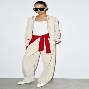ZARA 엘라스틱 웨이스트 와이드 팬츠 - 크림 8372/242/712