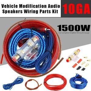 10GA 자동차 오디오 스피커 배선 키트 서브우퍼 증폭기 1500W 설치 와이어 60A 퓨즈 홀더 케이블 차량 수정 부품
