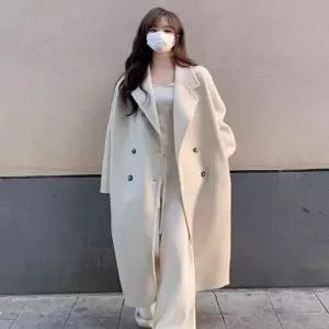 여자 더블 모직 롱 아우터 코트 편한 루즈핏 카라