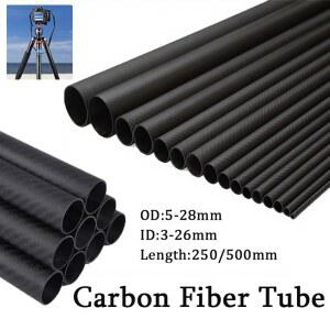 1PCS 3k 풀 카본 파이버 튜브 트윌 하드 파이프 길이 250/500mm 외경 5mm에서 28mm 비행기 드론 부품 DIY 용도