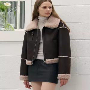 드로우핏 우먼 시어링 크롭 무스탕 자켓 [BROWN SUEDE] DFWMJK3302BRSD 3552592