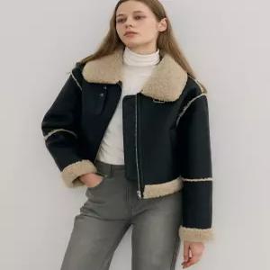 드로우핏 우먼 시어링 크롭 무스탕 자켓 [BLACK LEATHER] DFWMJK3302BKLT 3552593