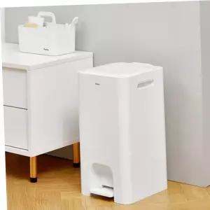 소음뚜껑 화이트 시스맥스 페달형 휴지통 쓰레기통 깔끔한 디자인 분리수거 20L