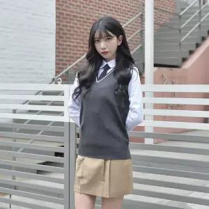 그레이화이트라인 롱조끼 교복조끼 여자
