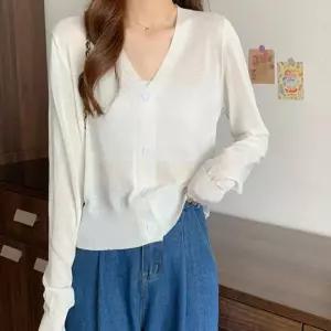 긴팔가디건 여름가디건 시스루 여자 여리 여름아우터 브이넥