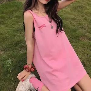 여성 롱나시 티셔츠 루즈 레터링 민소매 여름 박스티 JHS+3F274 오버핏나시 원피스