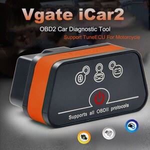 2026 Vgate iCar2 obd2 스캐너 블루투스/와이파이 버전 자동차/오토바이 스캔 도구는 트라이엄프 오토바이용 TuneECU를 지원합니다.