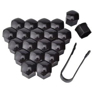 20pcs 17mm 19mm 21mm 휠 너트 볼트 헤드 커버 캡 보호 볼트 캡 외부 장식 보호 볼트 림 블랙