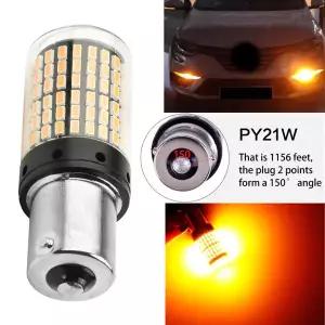 BAU15S 7507 방향 지시등 PY21W 5009 Canbus 오류 없음 Led 전구 호박색 깜박이 144 램프 3014 고휘도 칩