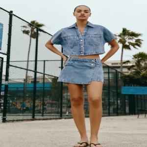 ZARA Z1975 쇼트 데님 셔츠 - 미디움 블루 1416/034/427