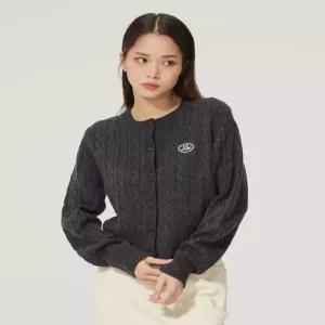리 우먼 라운드넥 케이블 가디건 차콜 LE2403CD62CH 4343799