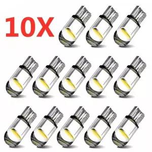 10피스 자동차 LED T10 W5W Canbus 유리 COB 6000k 독서 돔 램프 마커 웨지 번호판 전구 168 194 192 DC 12
