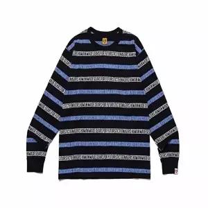 휴먼 메이드 휴먼메이드 자카드 롱 슬리브 티셔츠 블랙 HM26CS015