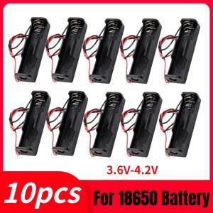 18650 보조베터리 케이스, 배터리 홀더 보관함 1 슬롯 컨테이너, 와이어 리드, 1X 3.6V-4.2V, 10 개, 5 개