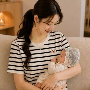 수디바 베어스트라이프 수유티셔츠 출산선물 수유복