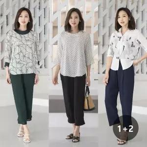 [마담4060]엄마옷 마담4060 풍기인견 1 + 1 + 1 3종 허리밴딩 플리츠팬츠-ZHPN305001-