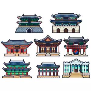 해피브릭 디폼 블럭 한국 전통 건축물 만들기 - 광화문/근정전/숭례문/석조전/금강계단/신풍루/대웅전/경회루