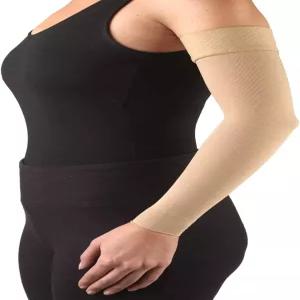 트루폼 림프부종 압박 팔 슬리브 유방 절제술 후 20-30mmHg 지지 도트 탑 그립 밴드 베이지 미디엄