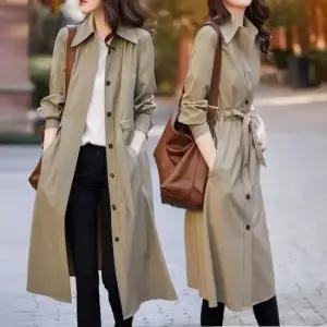 핸드메이드코트 여성 봄가을 원피스 셔츠 트렌치코트 롱 아우터 자켓