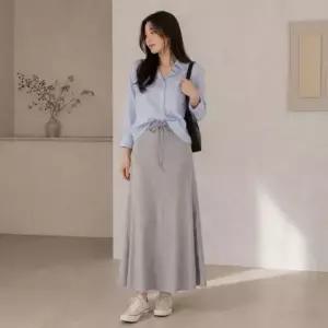 [하프클럽/]롱스커트 트레이닝 치마 밴딩 슬릿 슬림핏 데일리 스커트