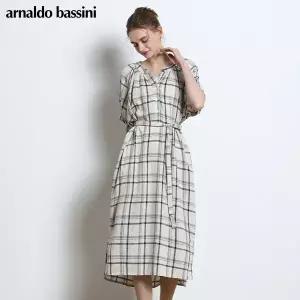 [아날도바시니(ARNALDO BASSINI)] 오버핏 체크 반팔 원피스 (택가격 218000원)