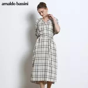 [아날도바시니(ARNALDO BASSINI)] 오버핏 체크 반팔 원피스 (택가격 218000원)