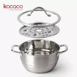 [무료배송] 코카코 IH찜기 2단 찜냄비 양수 찜솥 3중바닥 올스텐냄비 소형 20cm