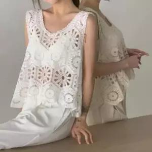 여리핏 몸매 여성 여름 펀칭 시스루 베스트 니트 조끼