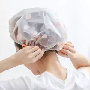큐티 물방울 샤워캡(핑크) 헤어캡 헤어밴드 샴푸캡 목욕용품