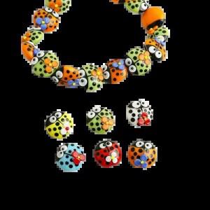 5pcs 13x13mm 귀여운 무당벌레 유리 구슬 수제 램프워크 꽃 보석 만들기용 참 펜던트 액세서리