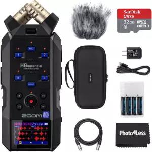 Zoom H6 필수 핸디 레코더 액세서리 팩 번들 어댑터가 포함된 32GB Micro SD 카드 XLR 케이블 2개 AA