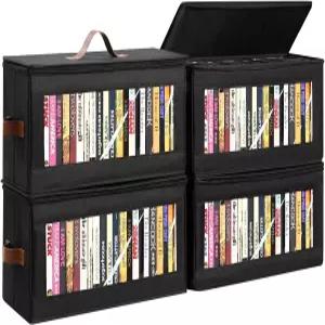 와나퓨어 4개 세트 DVD 보관 상자 지퍼 뚜껑이 있는 케이스 홀더 CD 비디오 게임 블루레이 미디어 소장품에