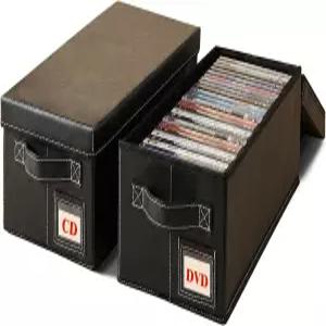 뚜껑이 있는 퍼트내트루 2팩 DVD 보관 상자 52장의 케이스 각 수납 가능 프리미엄 PU 가죽 블루레이 CD 및